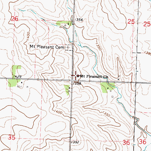Topographic Map of Mount Pleasant Church, IA