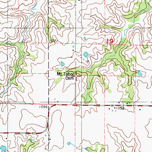 Topographic Map of Mount Tabor Cemetery, IA