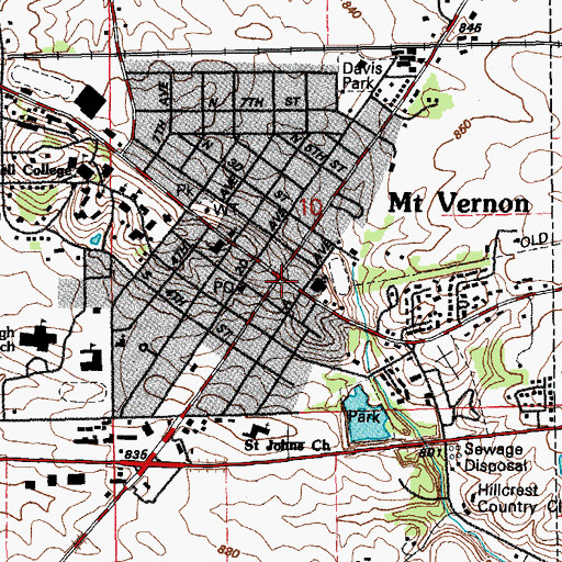 Topographic Map of Mount Vernon, IA