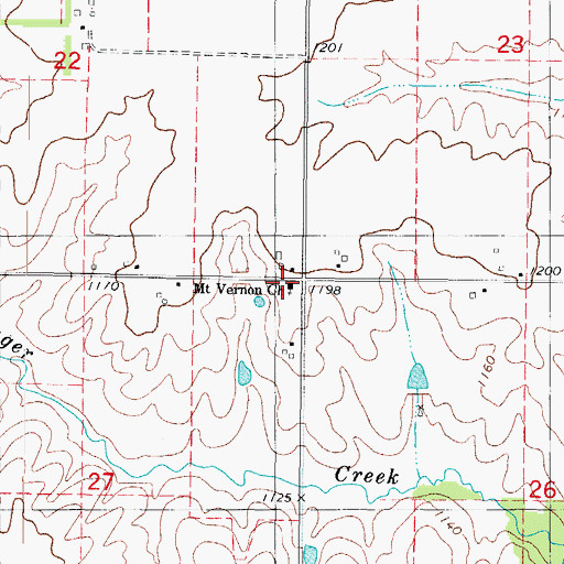 Topographic Map of Mount Vernon Church, IA