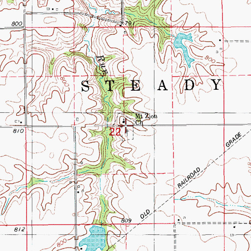 Topographic Map of Mount Zion Cemetery, IA