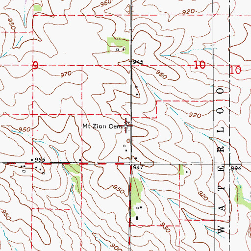 Topographic Map of Mount Zion Cemetery, IA