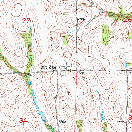 Topographic Map of Mount Zion Church, IA