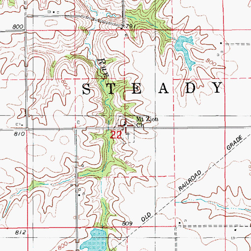 Topographic Map of Mount Zion Church, IA