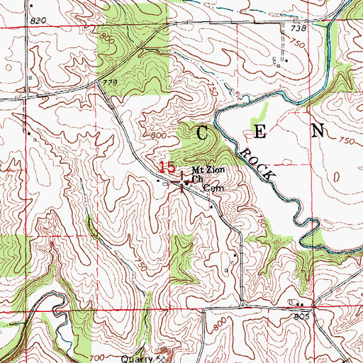 Topographic Map of Mount Zion Church, IA