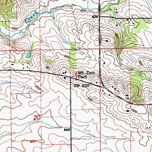 Topographic Map of Mount Zion Church, IA