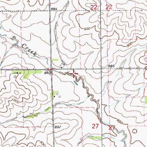 Topographic Map of Mud Creek, IA