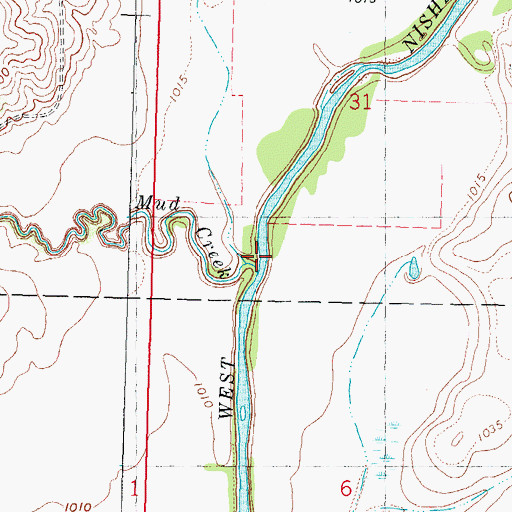 Topographic Map of Mud Creek, IA