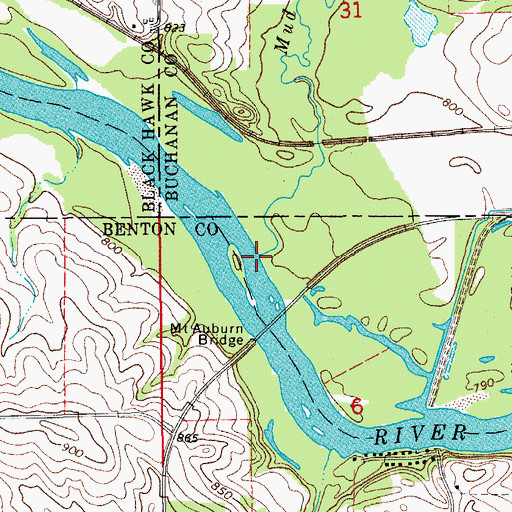 Topographic Map of Mud Creek, IA