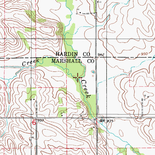 Topographic Map of Mud Creek, IA