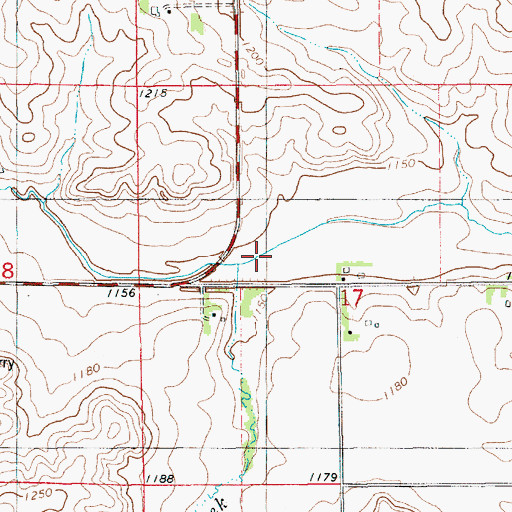 Topographic Map of Mullens Creek, IA