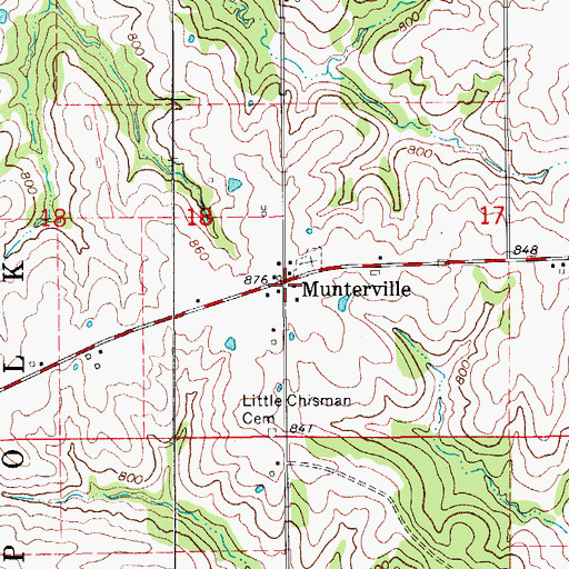 Topographic Map of Munterville, IA