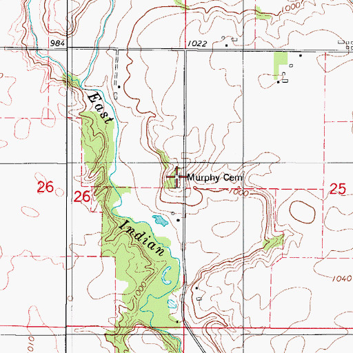 Topographic Map of Murphy Cemetery, IA