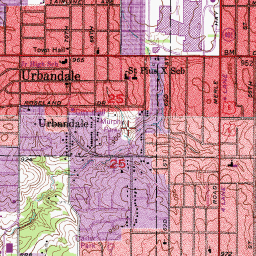 Topographic Map of Murphy Park, IA