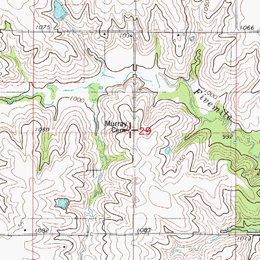 Topographic Map of Murray Cemetery, IA