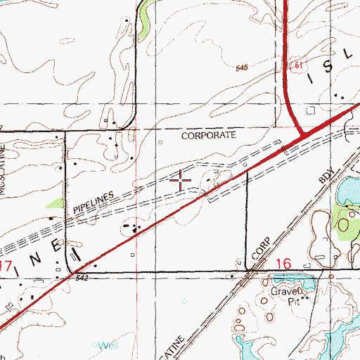 Topographic Map of Muscatine Island, IA
