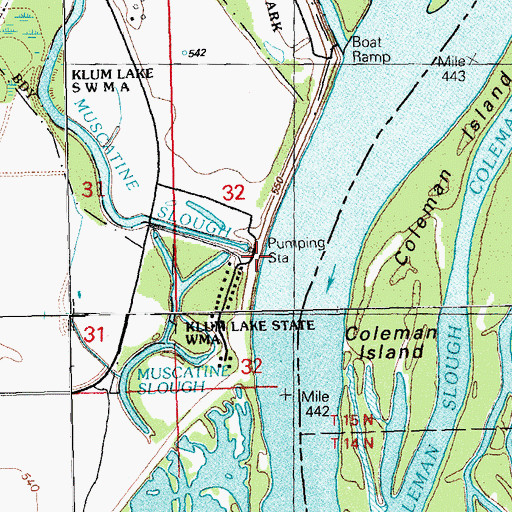 Topographic Map of Muscatine Slough, IA