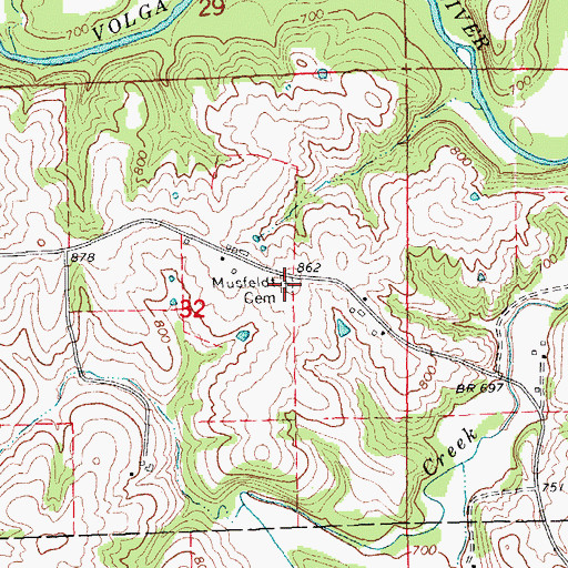 Topographic Map of Musfeldt Cemetery, IA