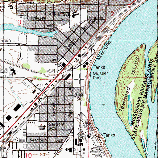 Topographic Map of Musser Park, IA