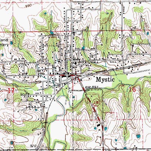 Topographic Map of Mystic, IA