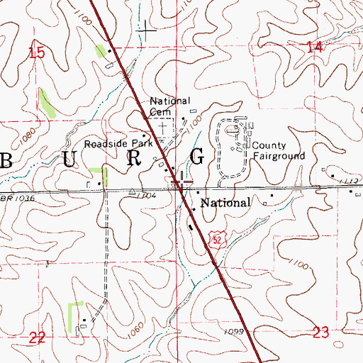 Topographic Map of National, IA