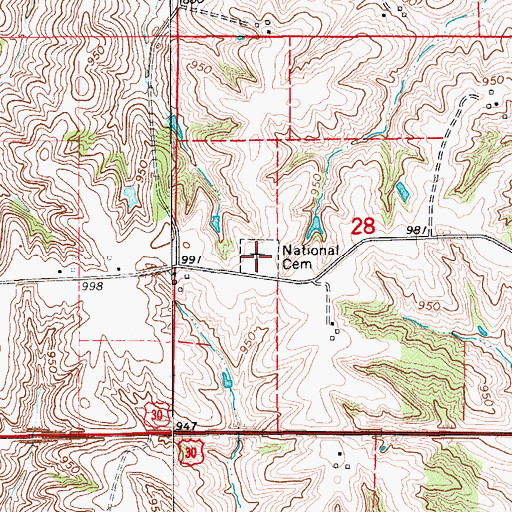 Topographic Map of National Cemetery, IA