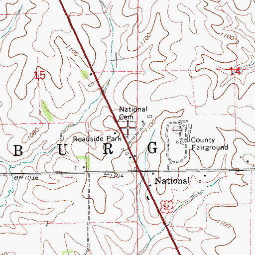 Topographic Map of National Cemetery, IA