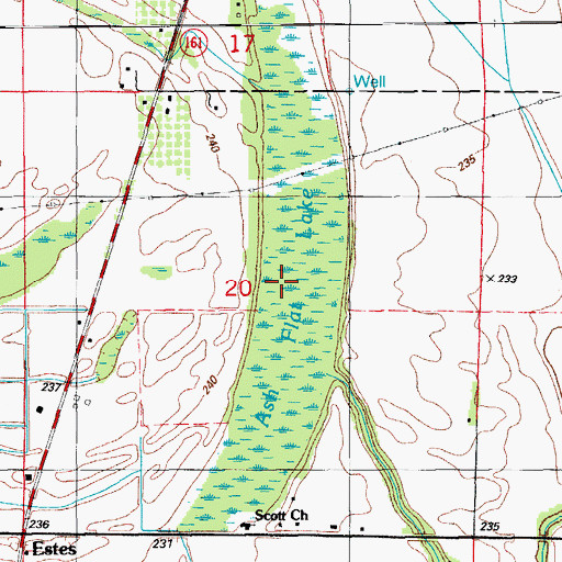 Topographic Map of Ash Flat Lake, AR