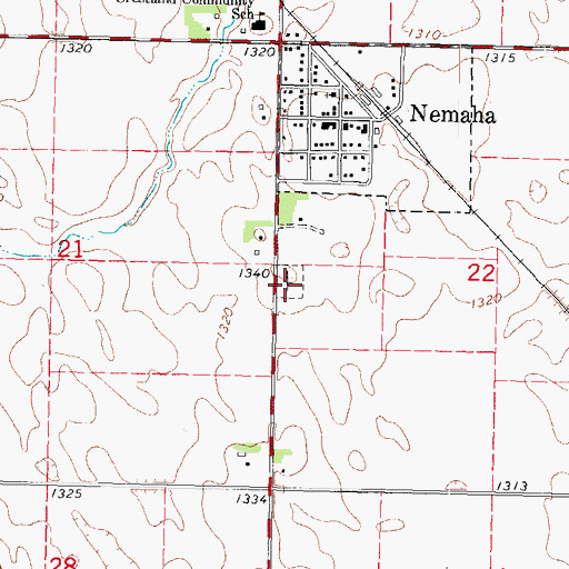 Topographic Map of Nemaha Cemetery, IA