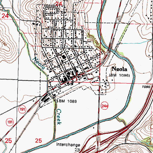 Topographic Map of Neola, IA