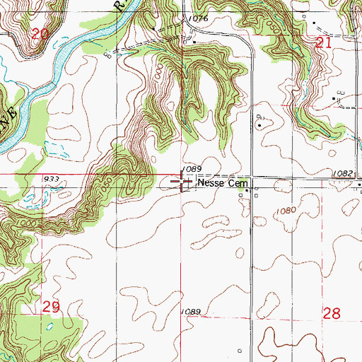 Topographic Map of Nesse Cemetery, IA