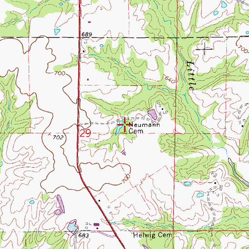 Topographic Map of Neumann Cemetery, IA