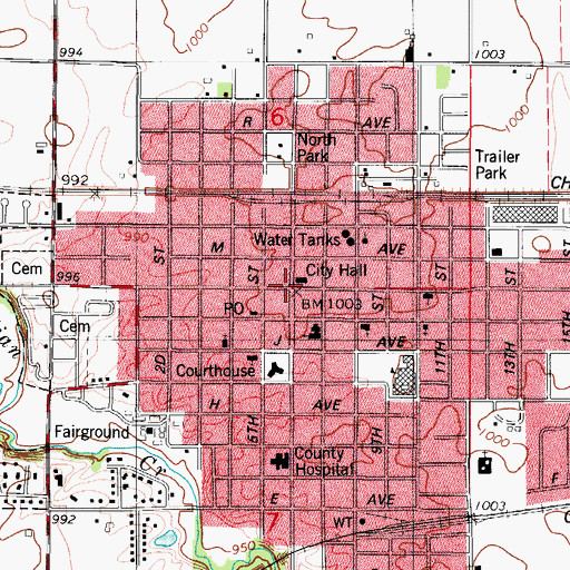 Topographic Map of Nevada, IA