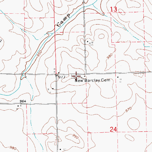 Topographic Map of New Barclay Cemetery, IA