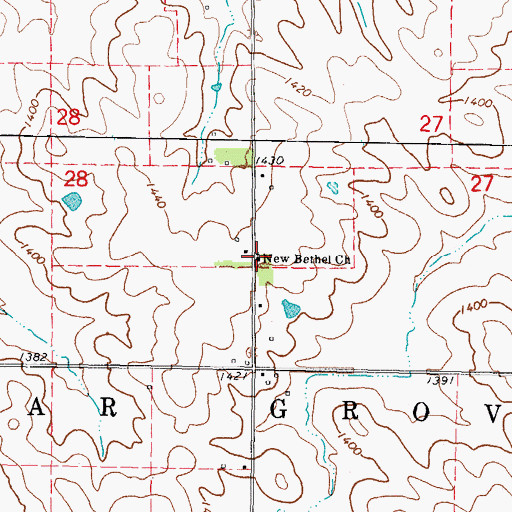 Topographic Map of New Bethel Church, IA