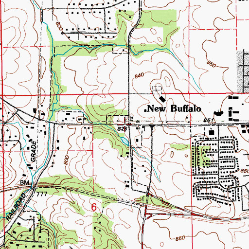 Topographic Map of New Buffalo, IA