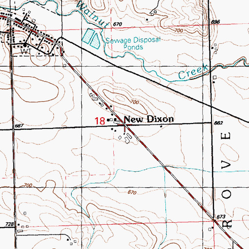 Topographic Map of New Dixon, IA