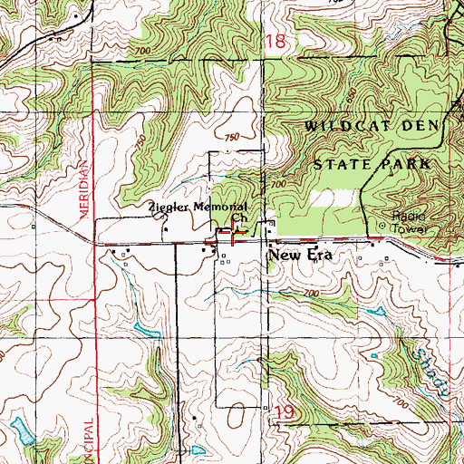 Topographic Map of New Era Ziegler Memorial Church, IA