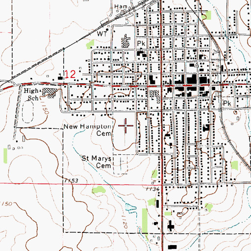 Topographic Map of New Hampton Cemetery, IA
