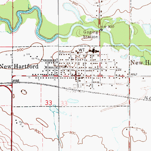 Topographic Map of New Hartford, IA