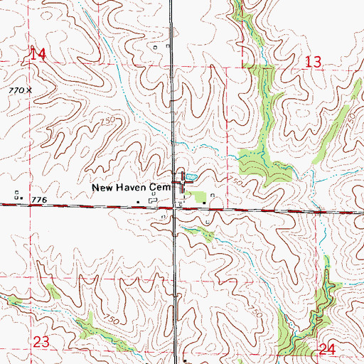 Topographic Map of New Haven Cemetery, IA