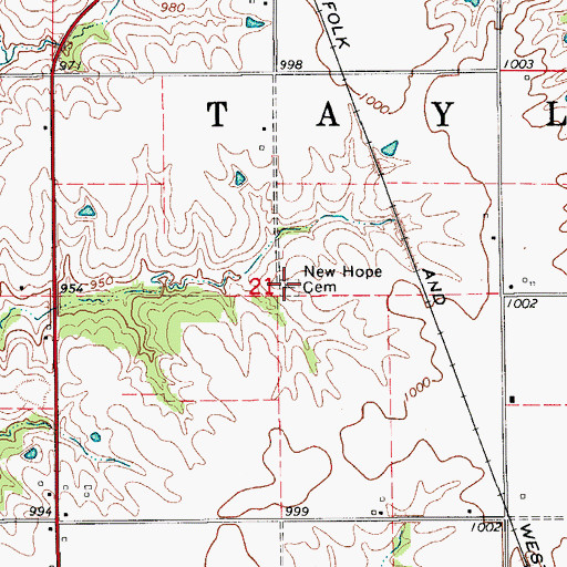 Topographic Map of New Hope Cemetery, IA