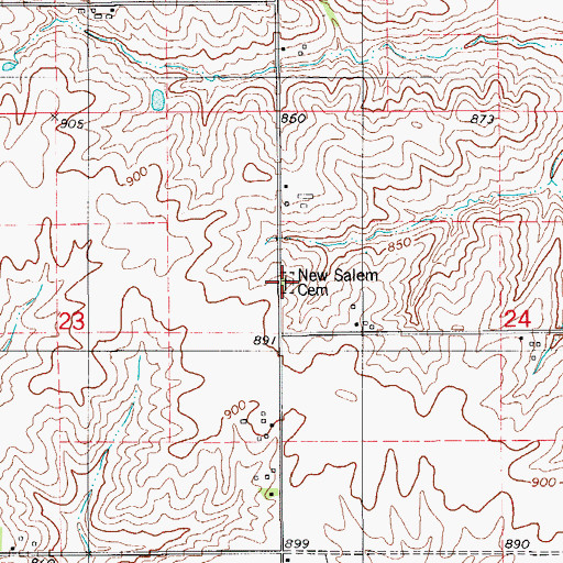Topographic Map of New Salem Cemetery, IA