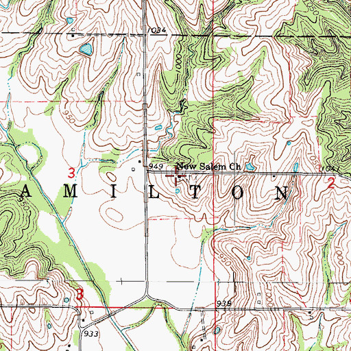 Topographic Map of New Salem Church, IA