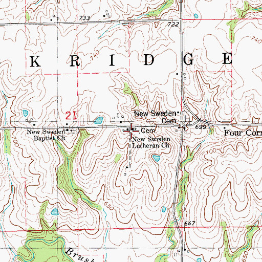 Topographic Map of New Sweden Lutheran Cemetery, IA