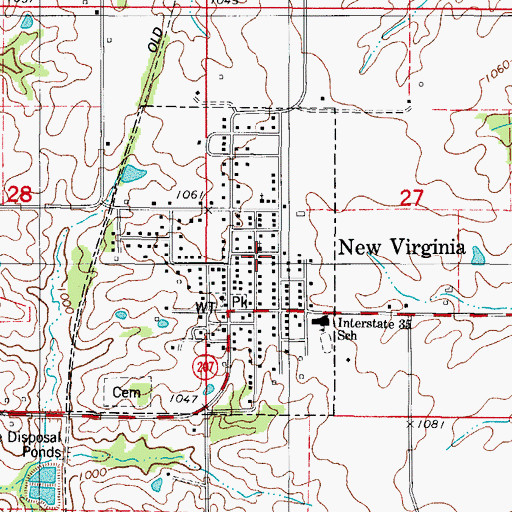 Topographic Map of New Virginia, IA