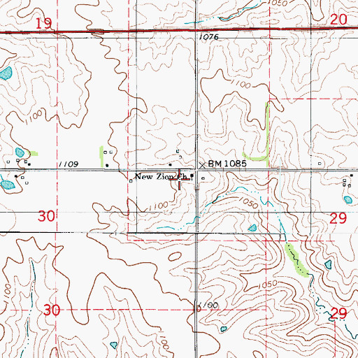 Topographic Map of New Zion Church, IA
