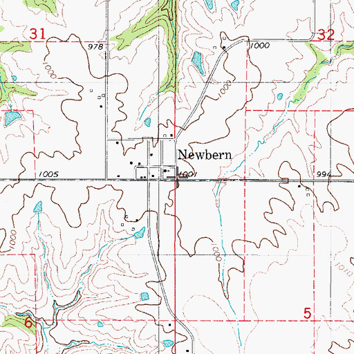 Topographic Map of Newbern, IA