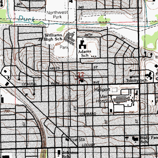 Topographic Map of Newcomb Memorial Church, IA