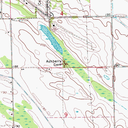 Topographic Map of Ashberry Cemetery, AR